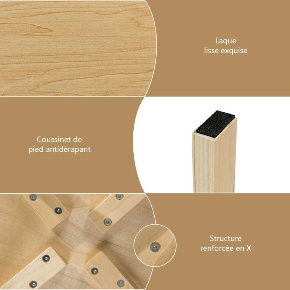 Laque lisse exquise  
Coussinet de pied antidérapant  
Structure renforcée en X