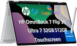 HP - OmniBook 7 Flip 2-in-1 16" WUXGA Touchscreen Laptop - Copilot+PC - Intel Core Ultra 7 258V - 32GB RAM - 512GB SSD - Silver/Gray