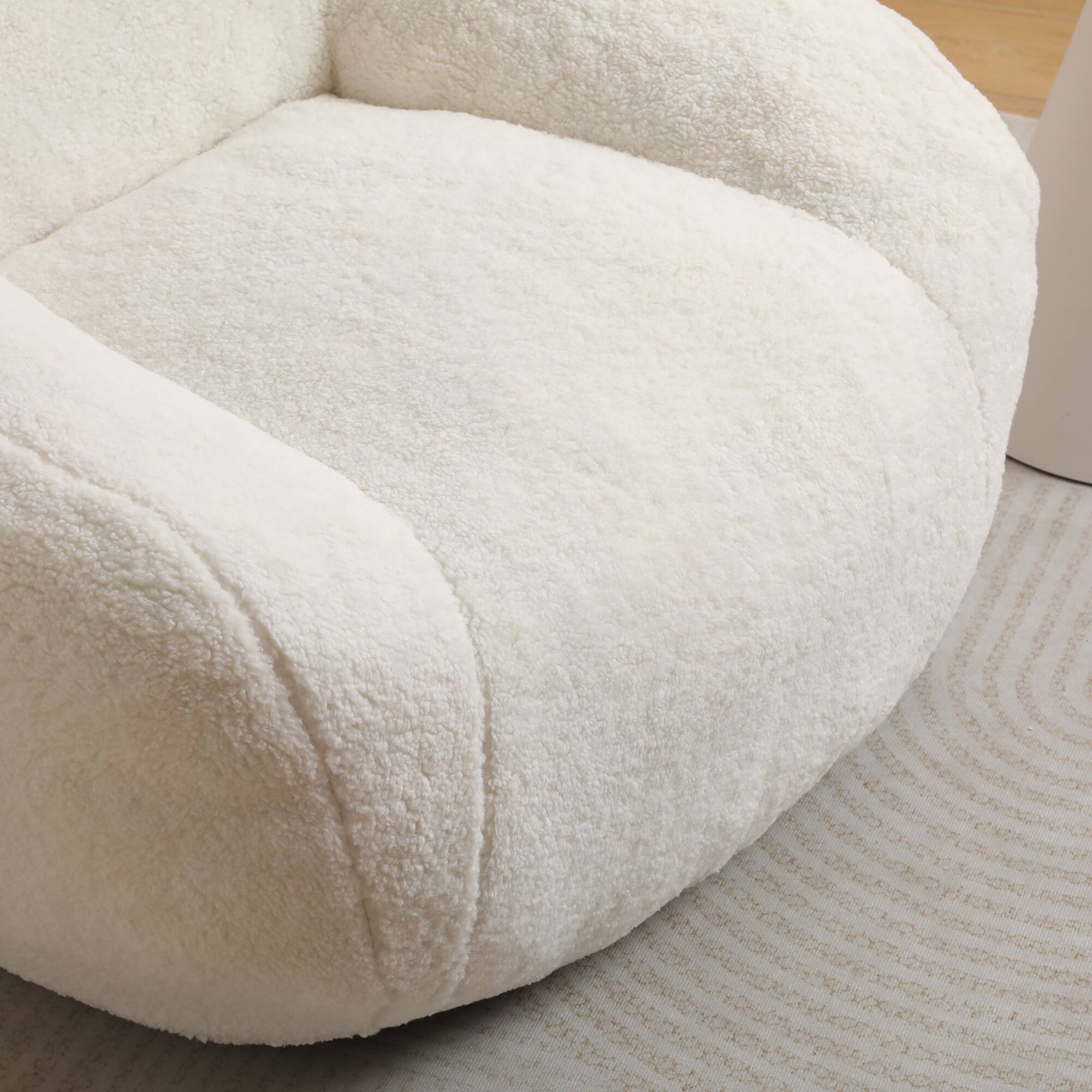 Alt View 2. GOODSILO - Giant Memory Foam Filled Bean Bag Sofa with Armrests for Adults, Spacious Faux Fur Lounger for Living Room and Bedroom - Off White.