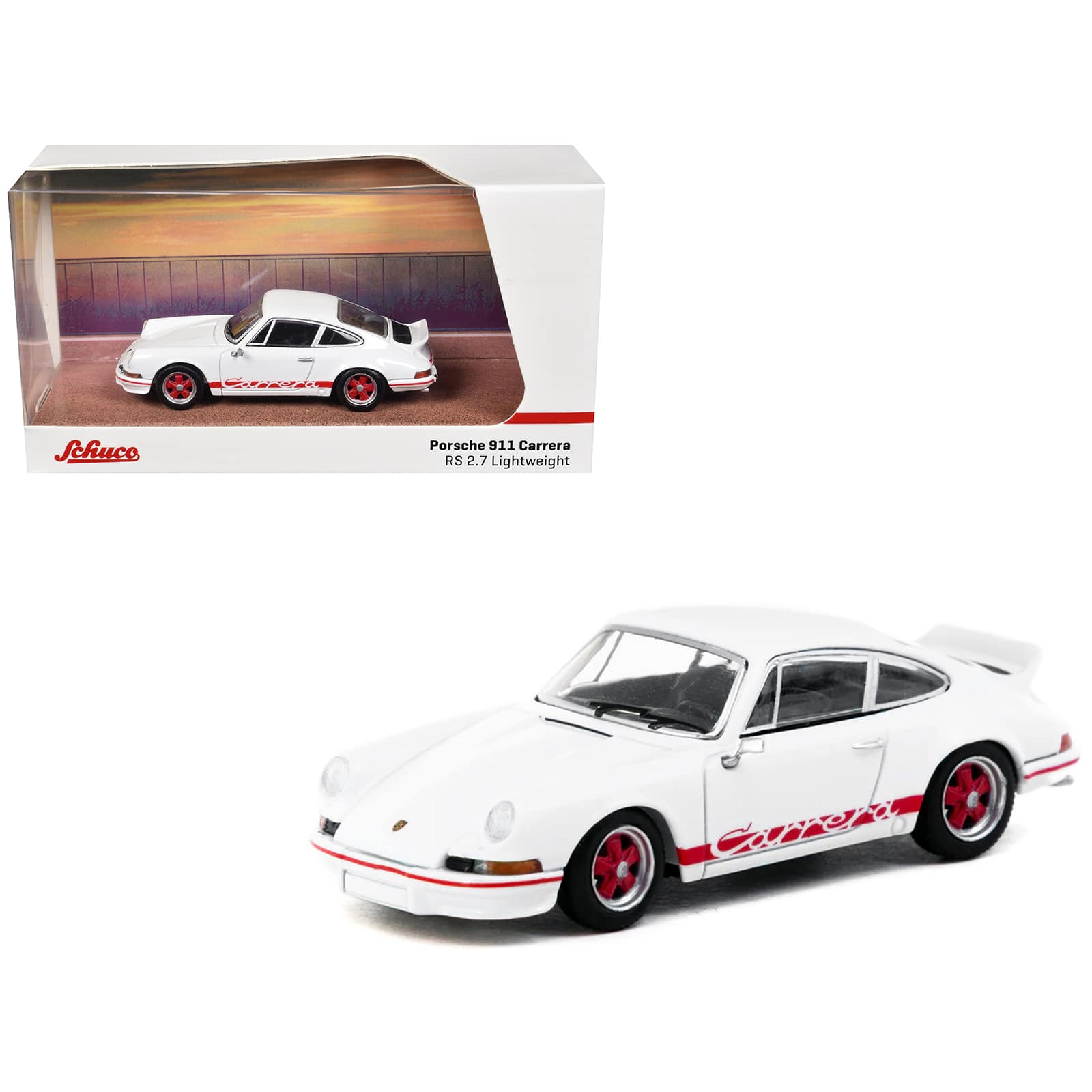 "Porsche 911 Carrera RS 2.7 Lightweight White with Red Stripes ""Collab64"" Series 1/64 Model Car by Schuco & Tarmac Works" price history on PriceWatchPro