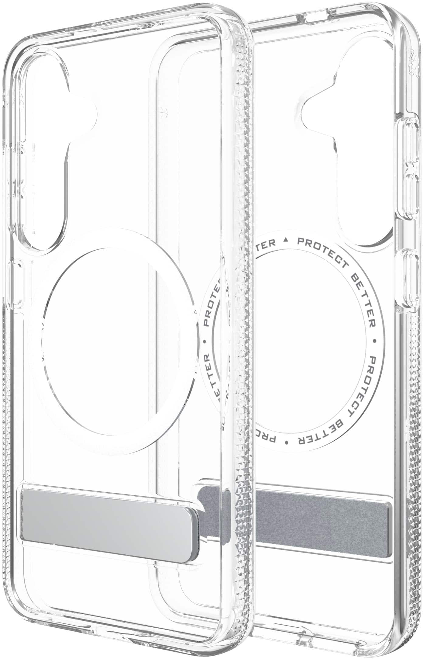 Left. ZAGG - Crystal Palace Snap MagSafe Compatible Case w/ Kickstand for Samsung S25 - Clear.