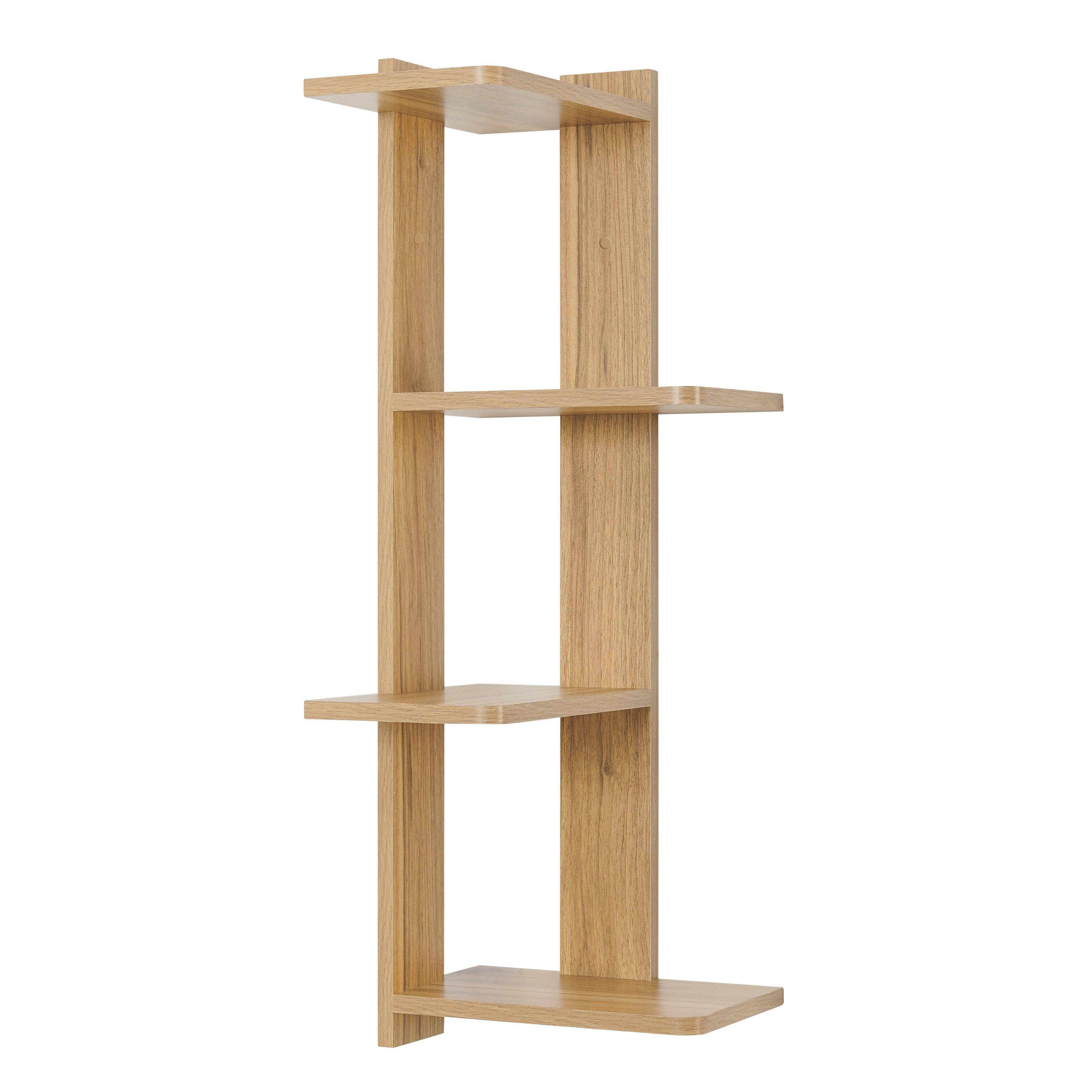 Alt View 9. Danya B - Alvar Corner 4-Tier Floating Ledge Column Wall Shelf - Chestnut - Chestnut.