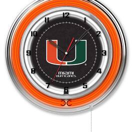 Holland Bar Stool Co. - Miami Hurricanes 19" Neon Wall Clock - Multicolor