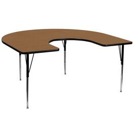 Flash Furniture - Wren 60''W x 66''L Horseshoe Oak Thermal Laminate Activity Table - Standard Height Adjustable Legs - Brown