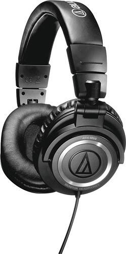 Front Standard. Audio-Technica - Closed-Back Dynamic Studio Monitor Headphones - Black/Silver.