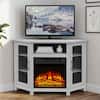 Front. Ihomeadore - 45" Modern Farmhouse Corner Electric Fireplace TV Stand Media Console Table For TVs Up To 55" With 18" Fireplace - Gray.