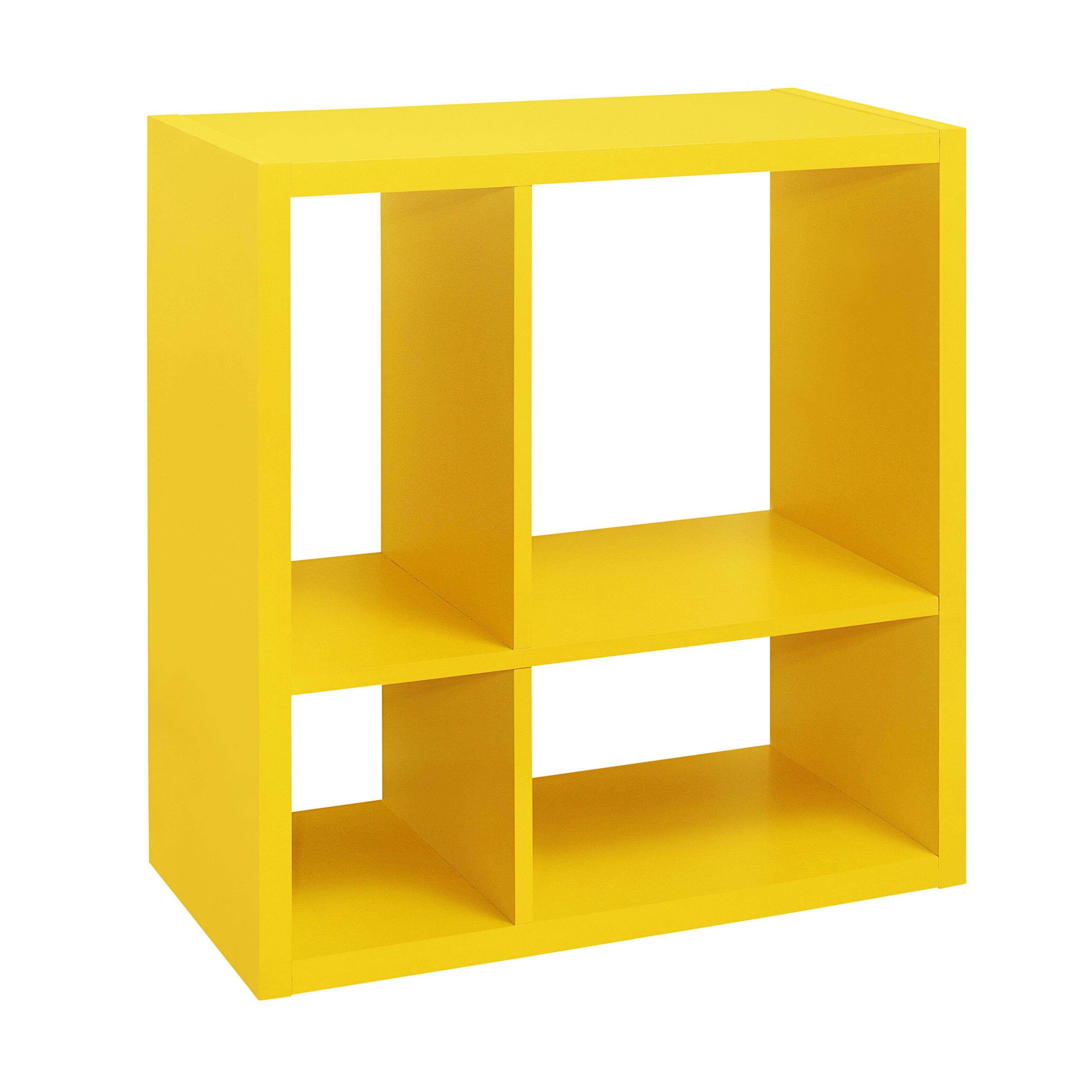 Angle. Kings Brand Furniture - Kings Brand Furniture Katelyn 4-Cube Bookcase/Organizer, Yellow - Yellow.