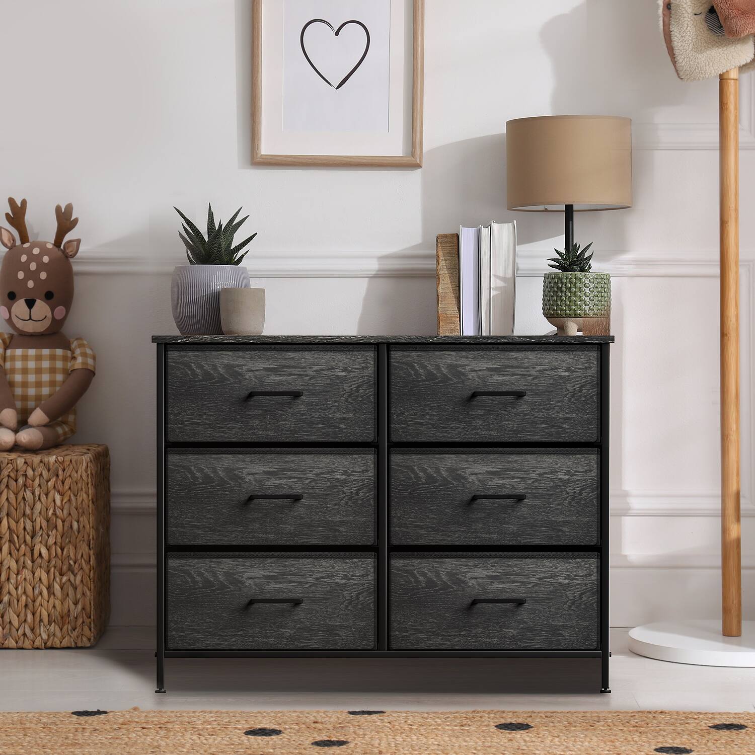 Alt View 1. Sorbus - Sorbus Dresser with 6 Drawers, Chest Organizer Unit with Steel Frame Wood Top & Handle - Rustic Black.