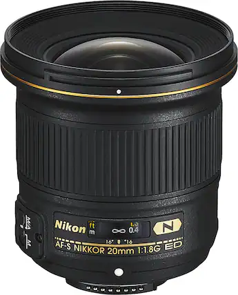 Front. Nikon - AF-S NIKKOR 20mm f/1.8G ED Ultra Wide Angle Lens for Select F-Mount Cameras - Black.