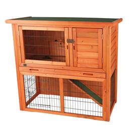 TRIXIE - Weatherproof Outdoor 2-Story Medium Wooden Small Animal Hutch - Brown