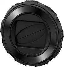 Front. OM System - Lens Barrier for TG-Series Cameras with Rotating Protective Cover, Instant Access Design, Scratch & Dust Protection - Black.