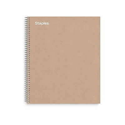 Front. Staples - Premium 1-Subject Notebook, 8.5" x 11", College Ruled, 100 Sheets - Brown.