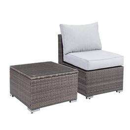 Mondawe - 2-Piece All-Weather Outdoor Rattan Patio Furniture Set - Brown+Light Gray