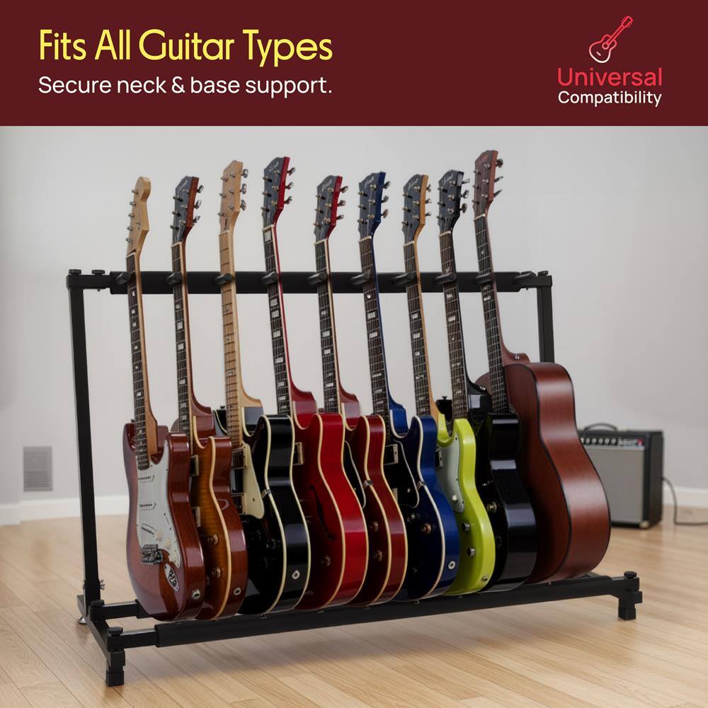 Fits All Guitar Types  
Secure neck & base support.  
Universal Compatibility