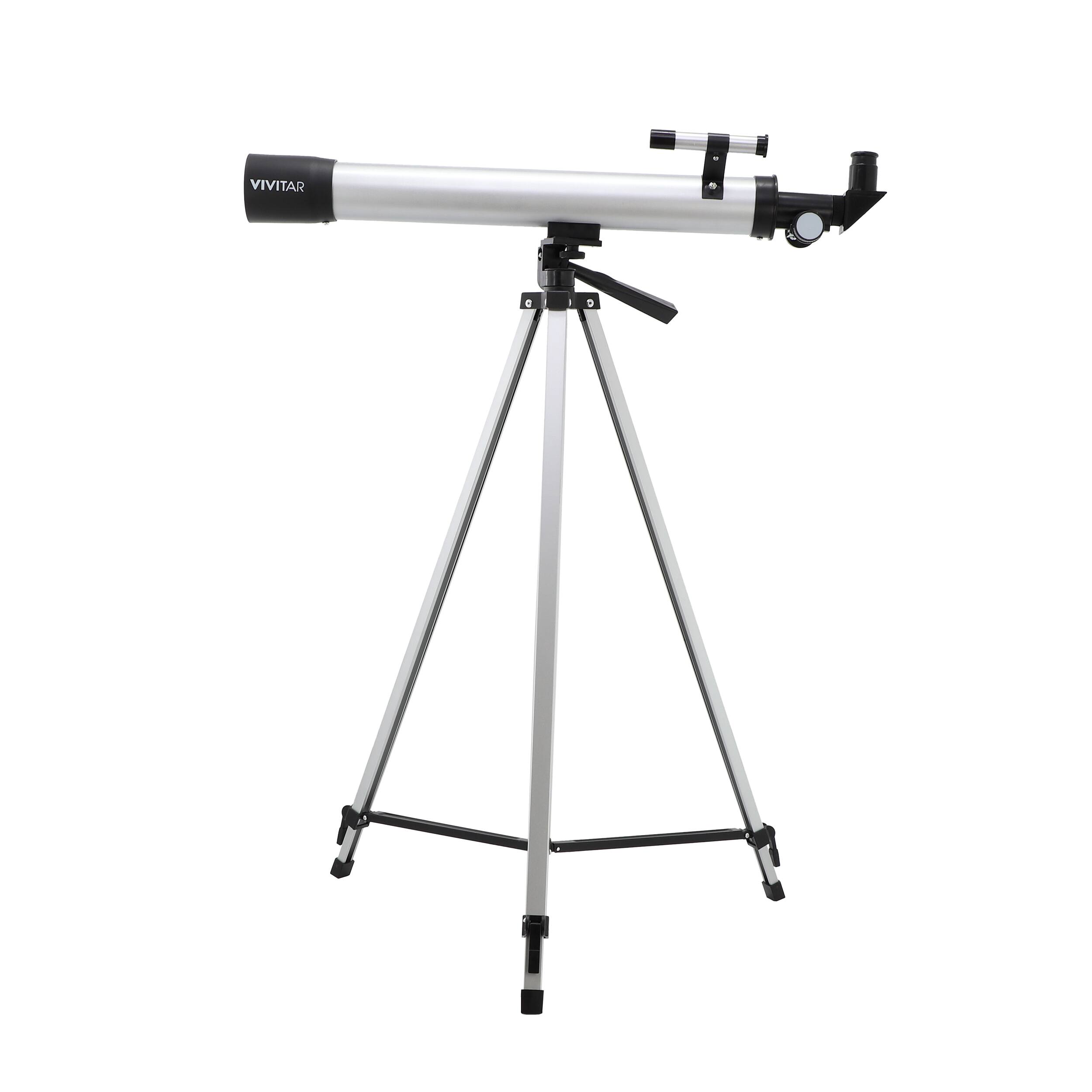 Angle. Vivitar - Vivitar 60x/120x Refractor Telescope with Adjustable Full Size Tripod - Silver.
