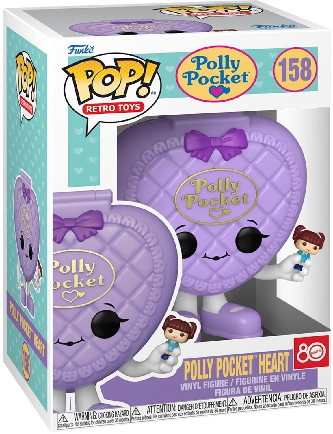 POP! POLLY POCKET RETRO TOYS POLLY POCKET HEART FIGURINE EN VINYLE FIGURE / VINYL DE VINIL FIGURA DE ASFIXIA. ADVERTENCIA: PELIGRO DE EOTUFFEMENT. Partes pequeas. No es adecuado para niños menores de 36 meses. ATTENTION: DANGER D'ÉTOUFFEMENT. WARNING: CHOKING HAZARD. Small parts. Not suitable for children under 36 months. Petites pieces. Ne convient pas aux enfants.