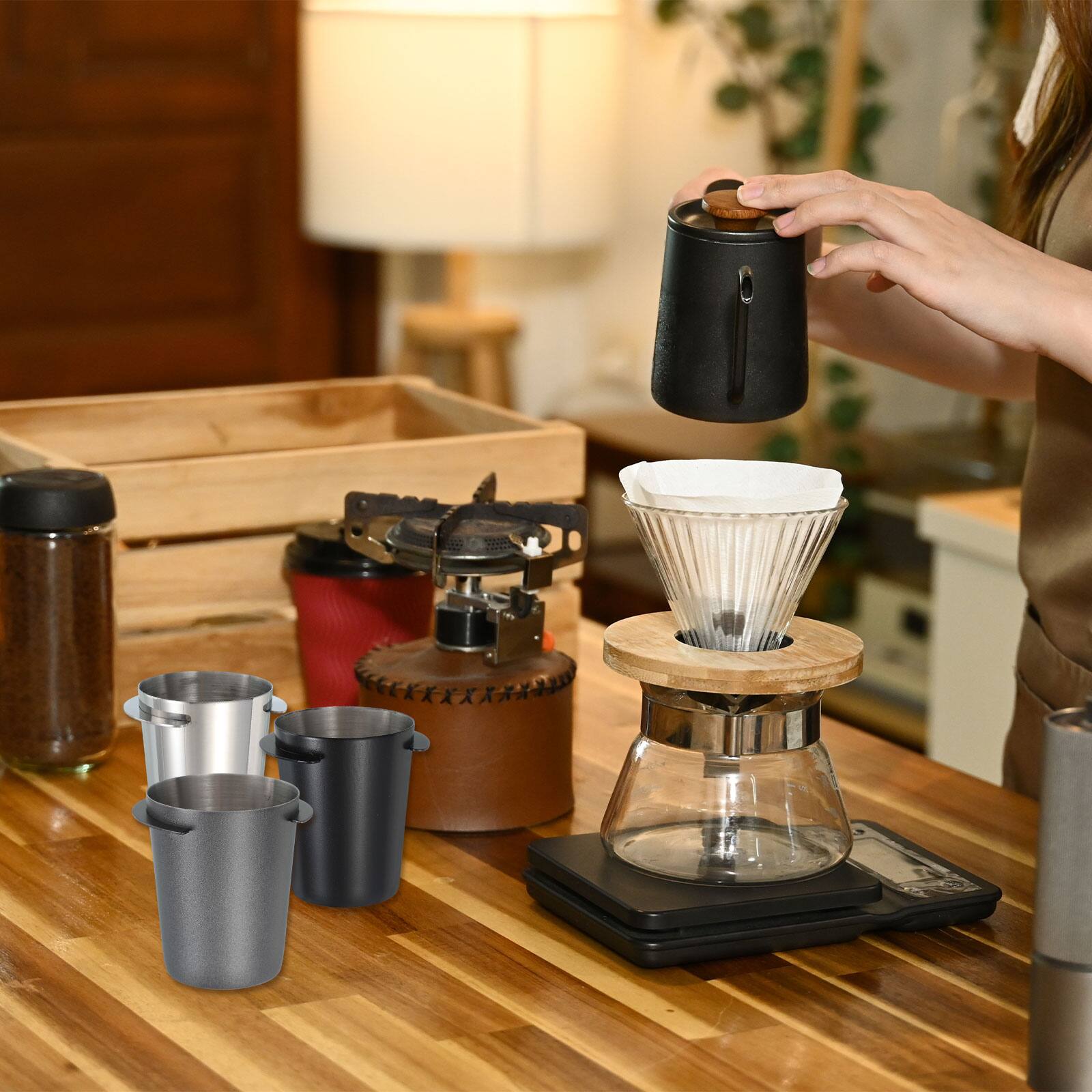 Alt View 6. Unique Bargains - 51mm Coffee Grinder Powder Cup, Stainless Steel Espresso Coffee Powder Feeder for Coffee Tamper Tool - Silver.