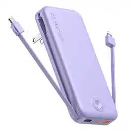 BEARSOLIM - 12000mAh Portable Power Bank with Built in Cables Mobile Phone Portable Charger Power Phone Charger Backup BatteryPurple - purple