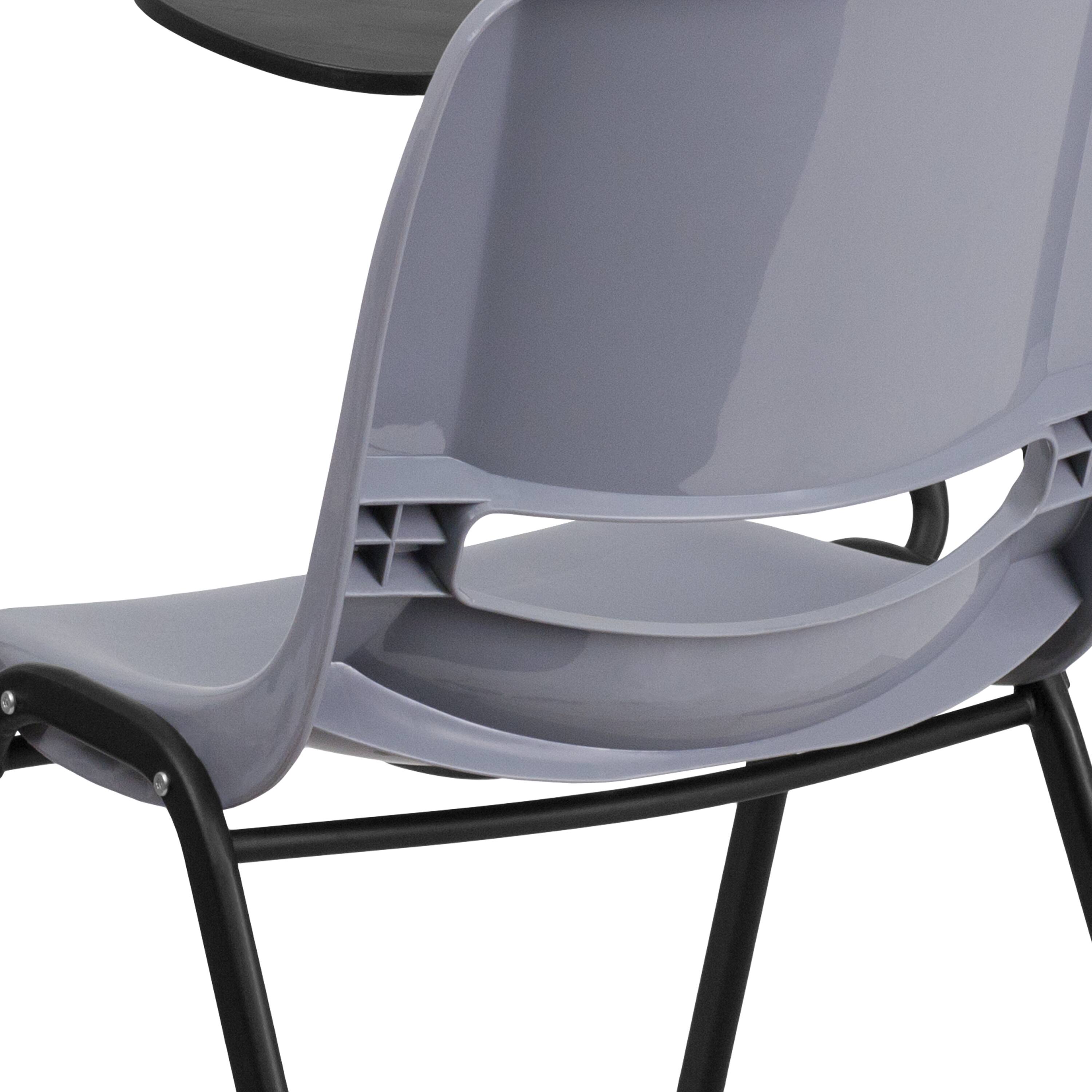 Alt View 8. Emma + Oliver - Ergonomic Shell Chair with Right Handed Flip-Up Tablet - Tablet Arm Desk - Gray.