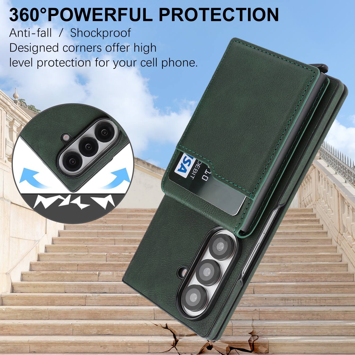 360° POWERFUL PROTECTION  
Anti-fall / Shockproof  
Designed corners offer high level protection for your cell phone.