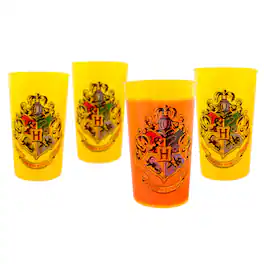 Silver Buffalo - Harry Potter Hogwarts 20-Ounce Plastic Color-Changing Cups | Set of 4 - Yellow