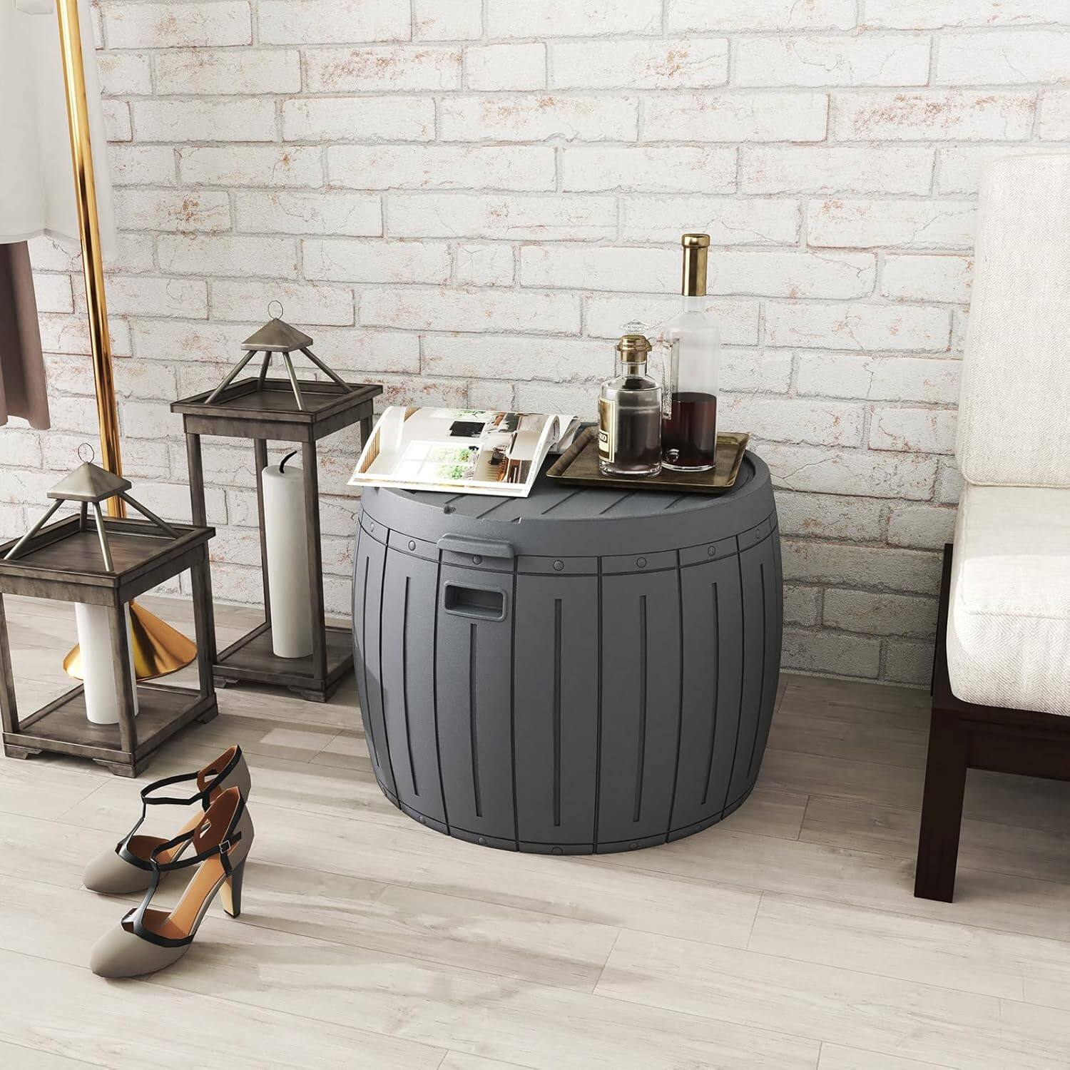 Alt View 8. Mondawe - 48 Gallons Resin Waterproof Easy-Assembly Outdoor Storage Box - Gray.