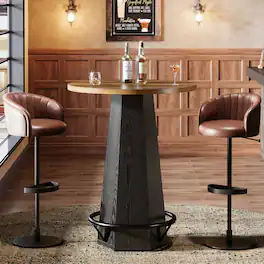 Tribesigns - Bar Table with Engineered Wood Construction and Compact Design for Everyday Dining and Home Entertaining - Brown