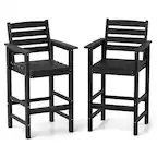 Front. Costway - Patio Adirondack Bar Chairs Set of 2 with Wide Armrests & Footrest Backrest - Black.