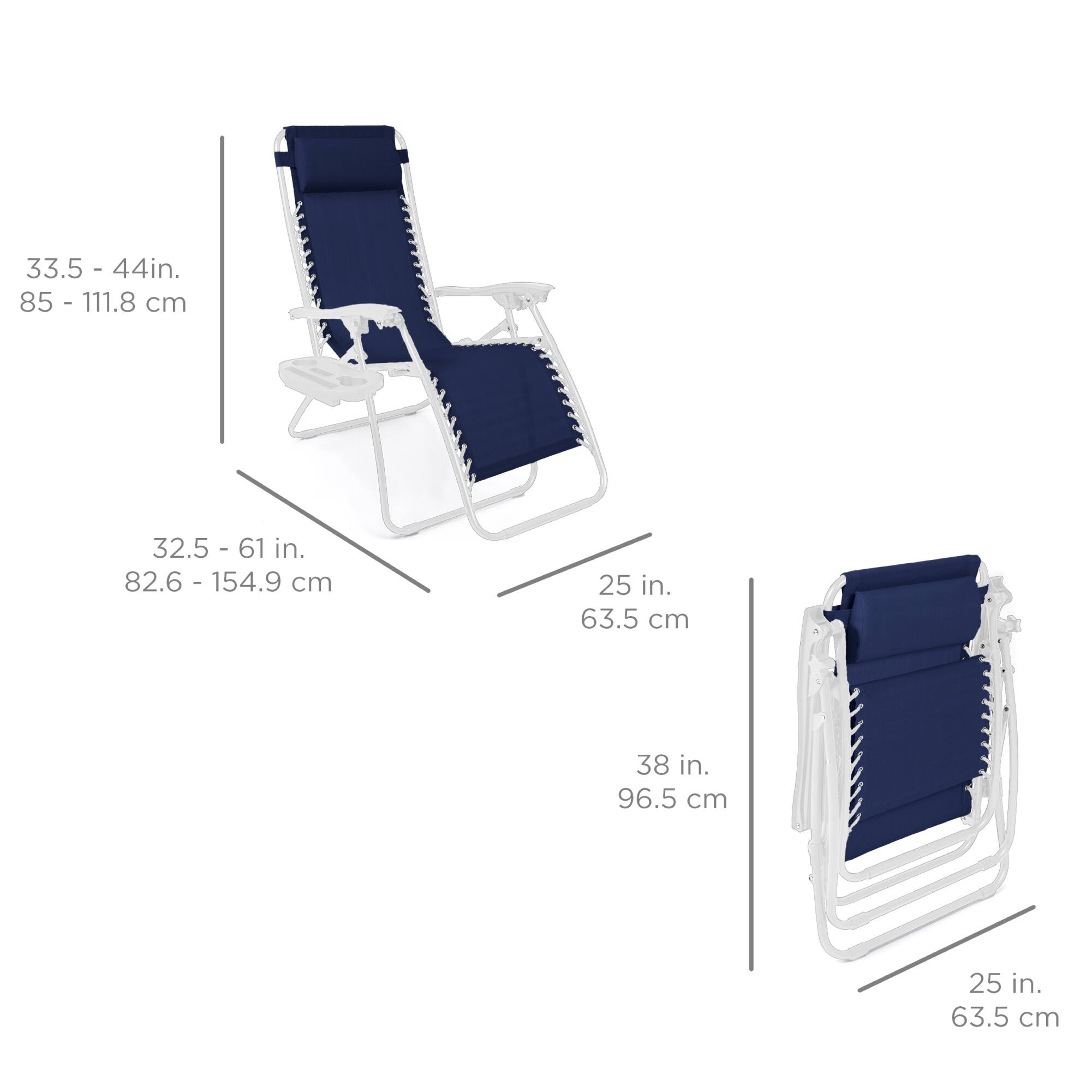 33.5 - 44 in.  
85 - 111.8 cm  

32.5 - 61 in.  
82.6 - 154.9 cm  

25 in.  
63.5 cm  

38 in.  
96.5 cm  

25 in.  
63.5 cm