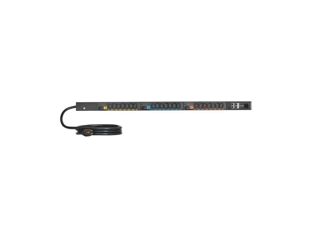 Alt View 4. Eaton - Eaton EVMAL630X Single-Phase Managed Rack PDU G4, 208V, 42 Outlets, 24A, 5.8kW, L6-30 Input, 10 ft. Cord, 0U Vertical - Black.