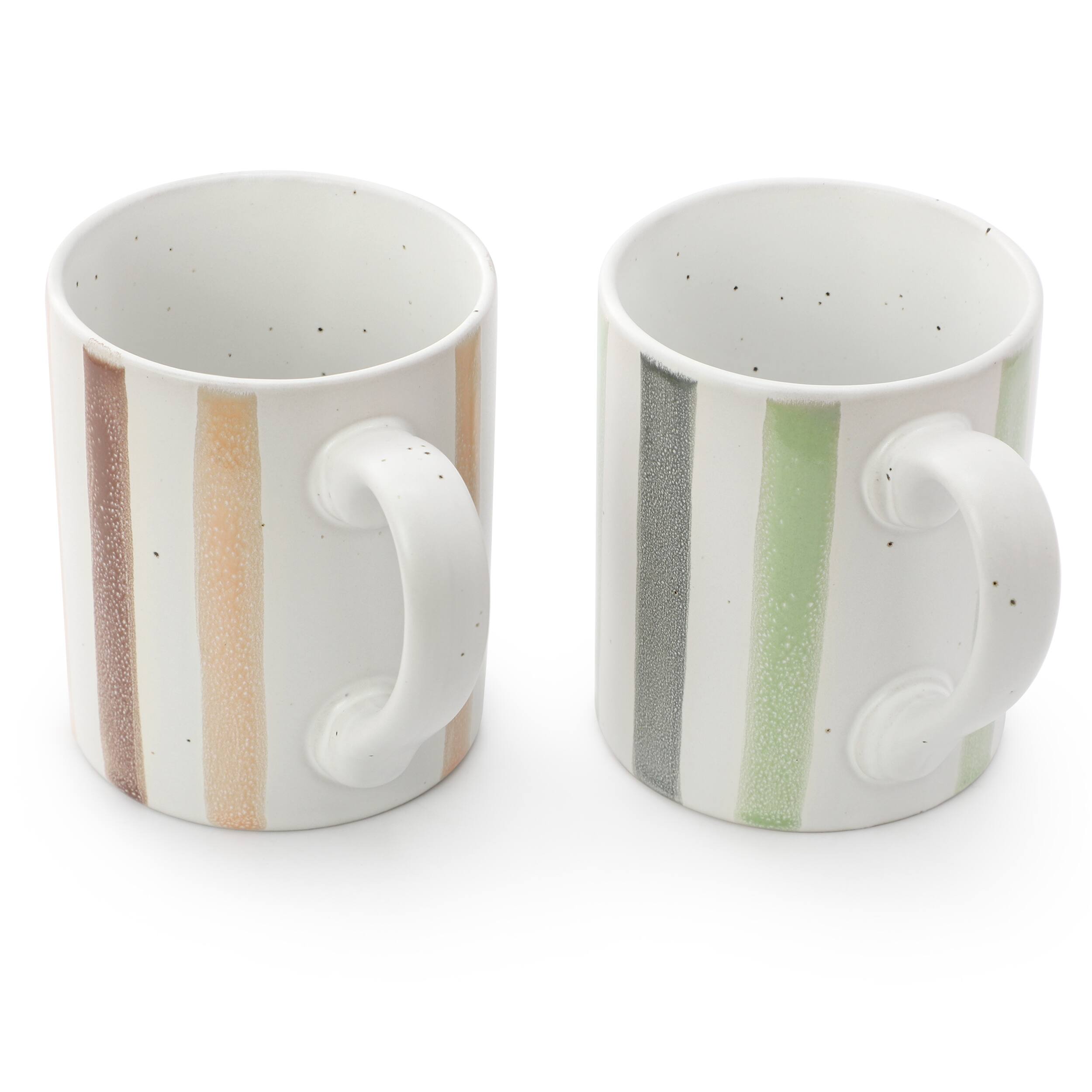 Left. Gibson - Gibson Home Atlantic Waves 4 Piece 17 Ounce Handpainted Stoneware Mug Set - Assorted Colors.