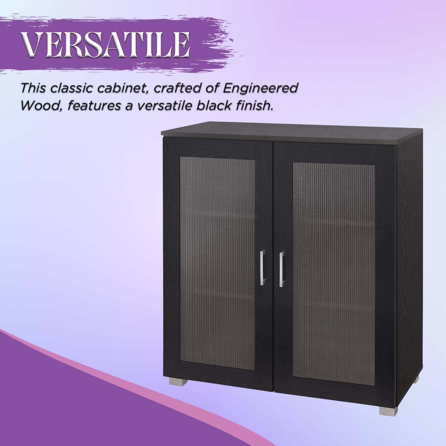 VERSATILE

This classic cabinet, crafted of Engineered Wood, features a versatile black finish.