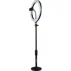 Front. Gator Cases - Gator Cases 10" LED Desktop Ring Light with Round Base Stand and Phone Clamp.