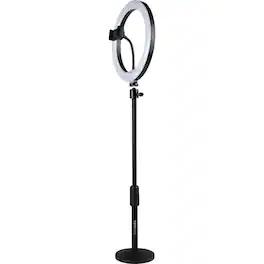Gator Cases - 10" LED Desktop Ring Light with Round Base Stand and Phone Clamp