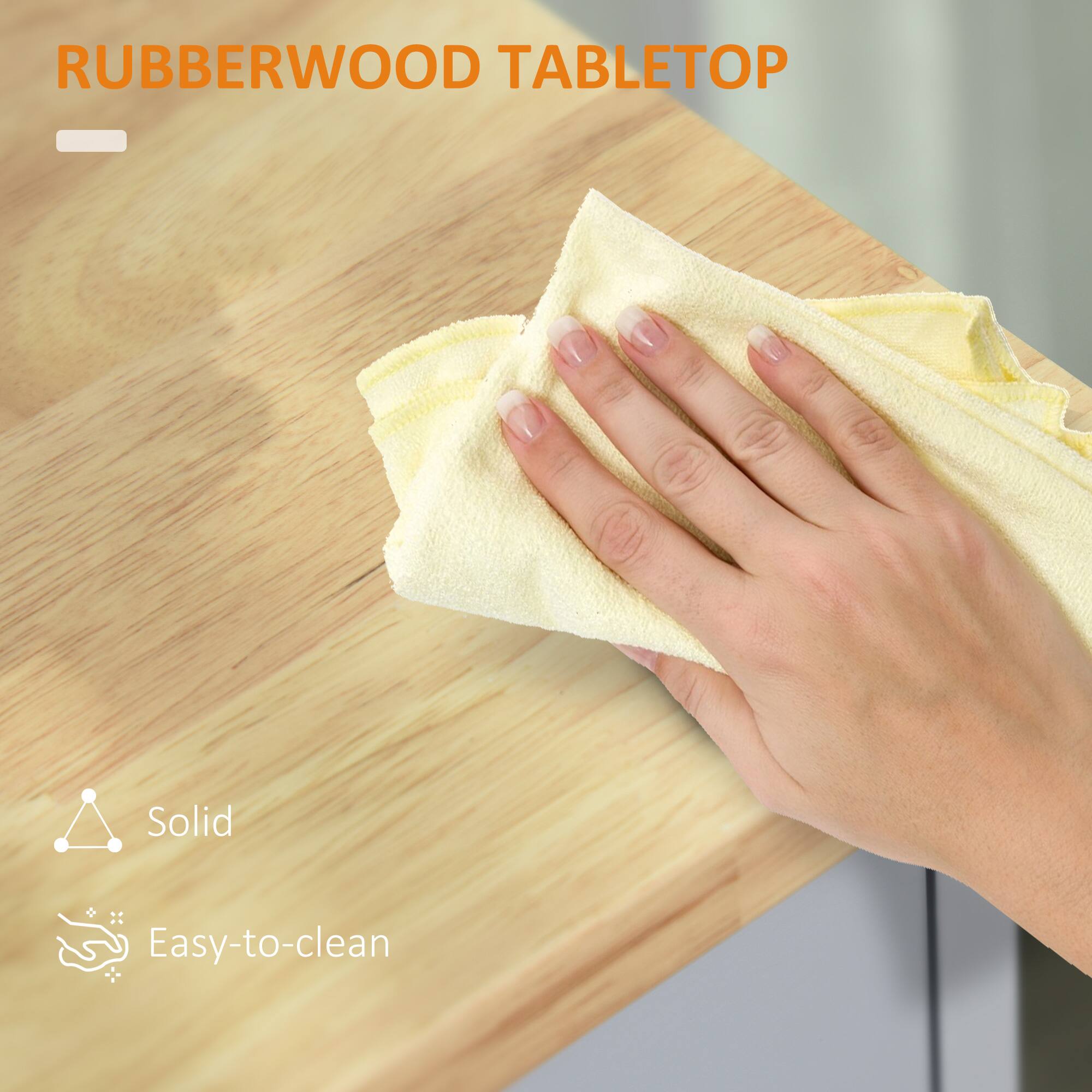 RUBBERWOOD TABLETOP

Solid  
Easy-to-clean