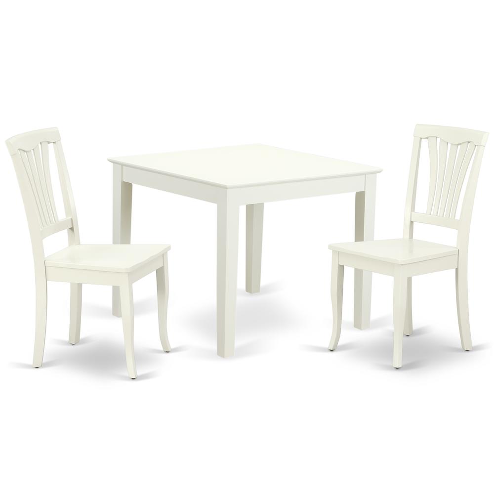 Back. East West Furniture - Dining Room Set Linen White - Brown.