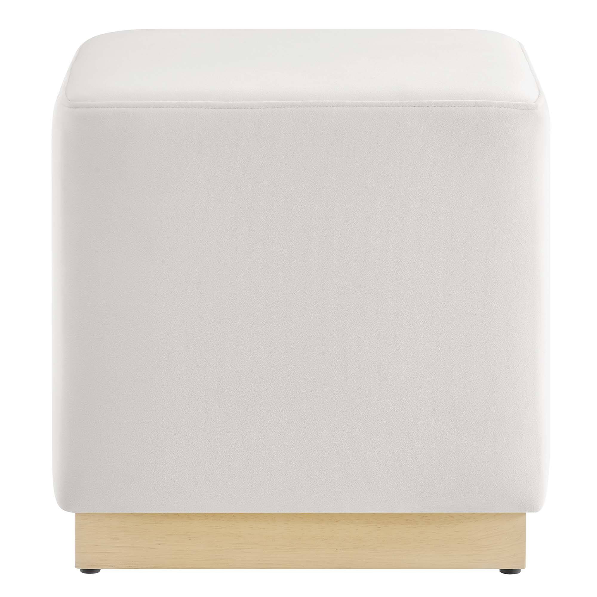 Alt View 4. Modway - Tilden 17" Square Performance Velvet Upholstered Ottoman by Modway - Alabaster Natural.