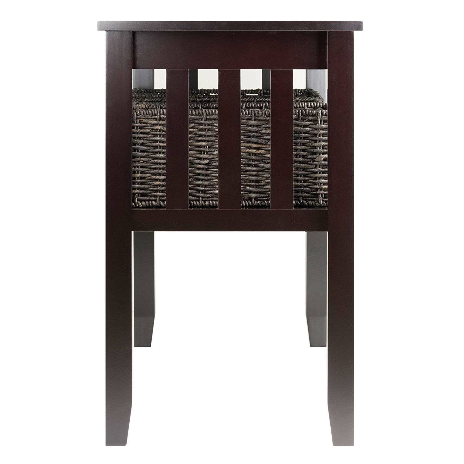 Left. SlickBlue - Hallway Console Table with Two Levels and 3 Storage Baskets - Espresso.
