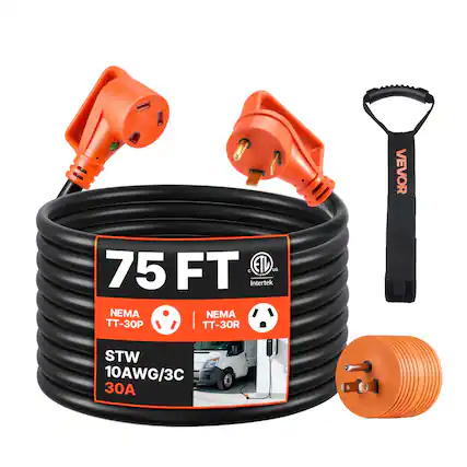 o a VEVOR 75 FT C ETL US Intertek NEMA TT-30P | NEMA TT-30R STW 10AWG/3C 30 S15P