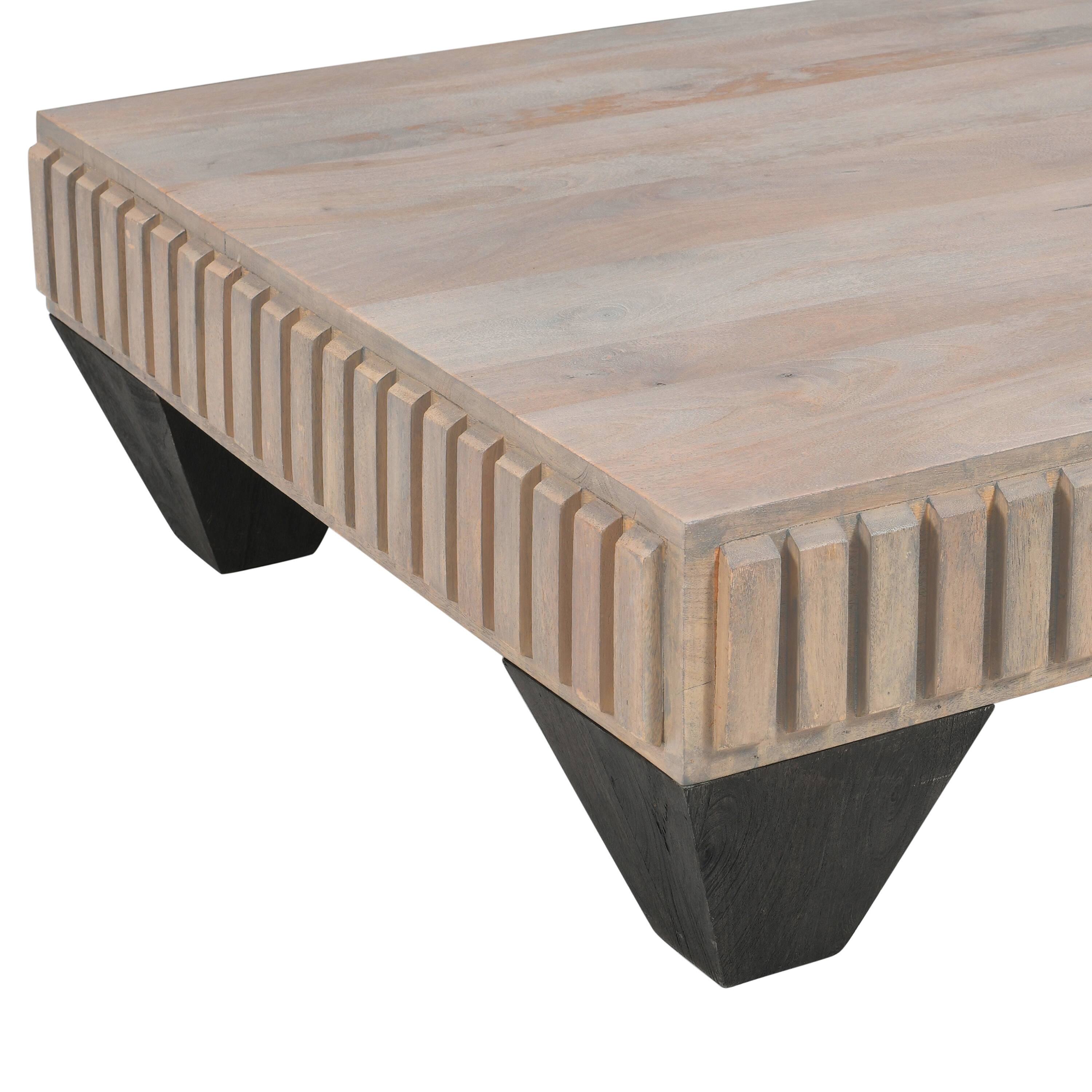Alt View 3. Manhattan Lane - Tokyo Inspired 36 Inch Square Mango Wood Coffee Table-Handcrafted with Elegant Sandblasted Gray Finish and Tapered Legs - Gray.