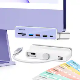 TWOPAN - 7-in-1 iMac USB C Hub Multiport Adapter with 4K HDMI, USB 3.2 Ports, SD/Micro SD Card Slot, 7 Color Panels