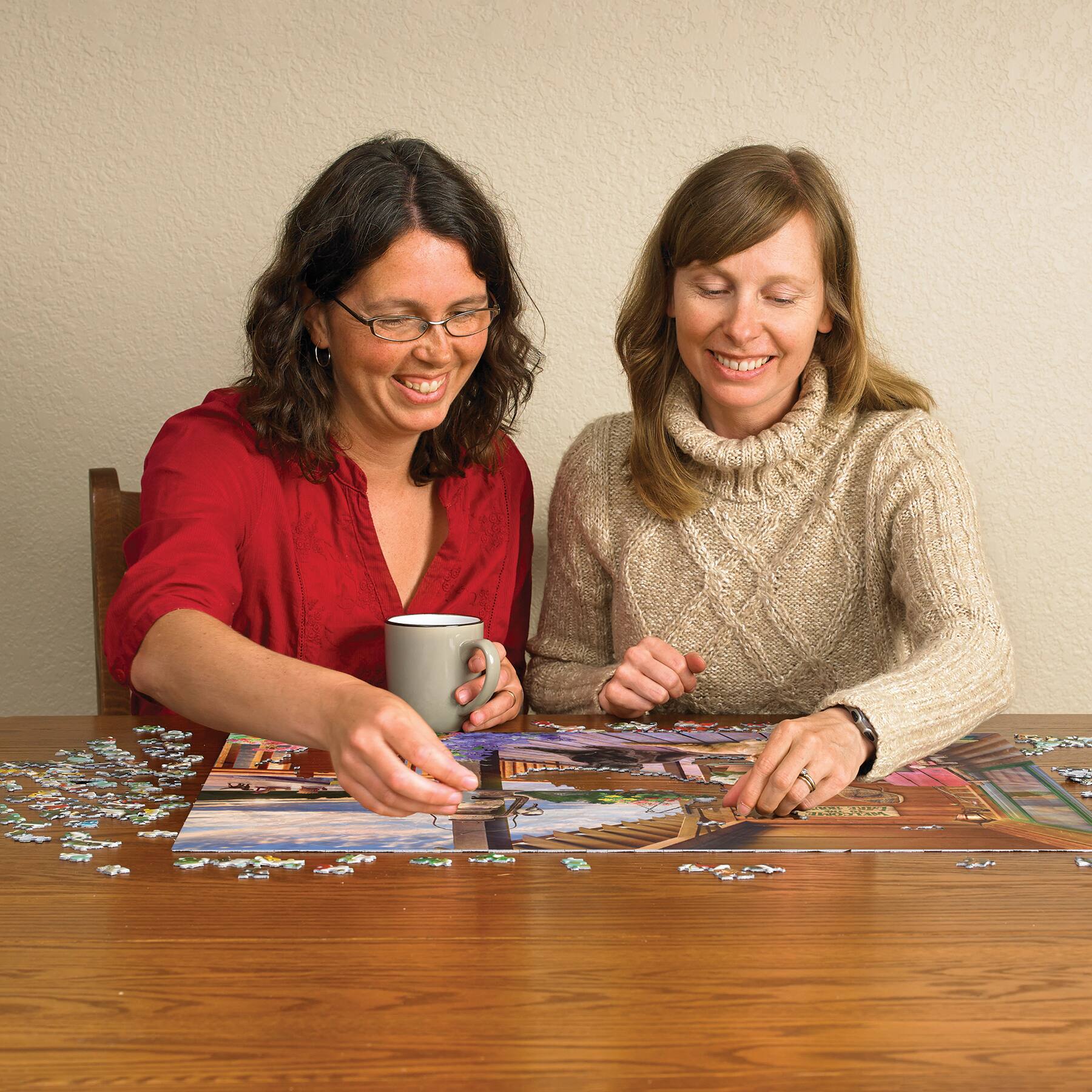 Alt View 1. Outset Media - Outset Media: 1000 Piece Puzzle: Welcome To The Lake House - Reference Poster Included.