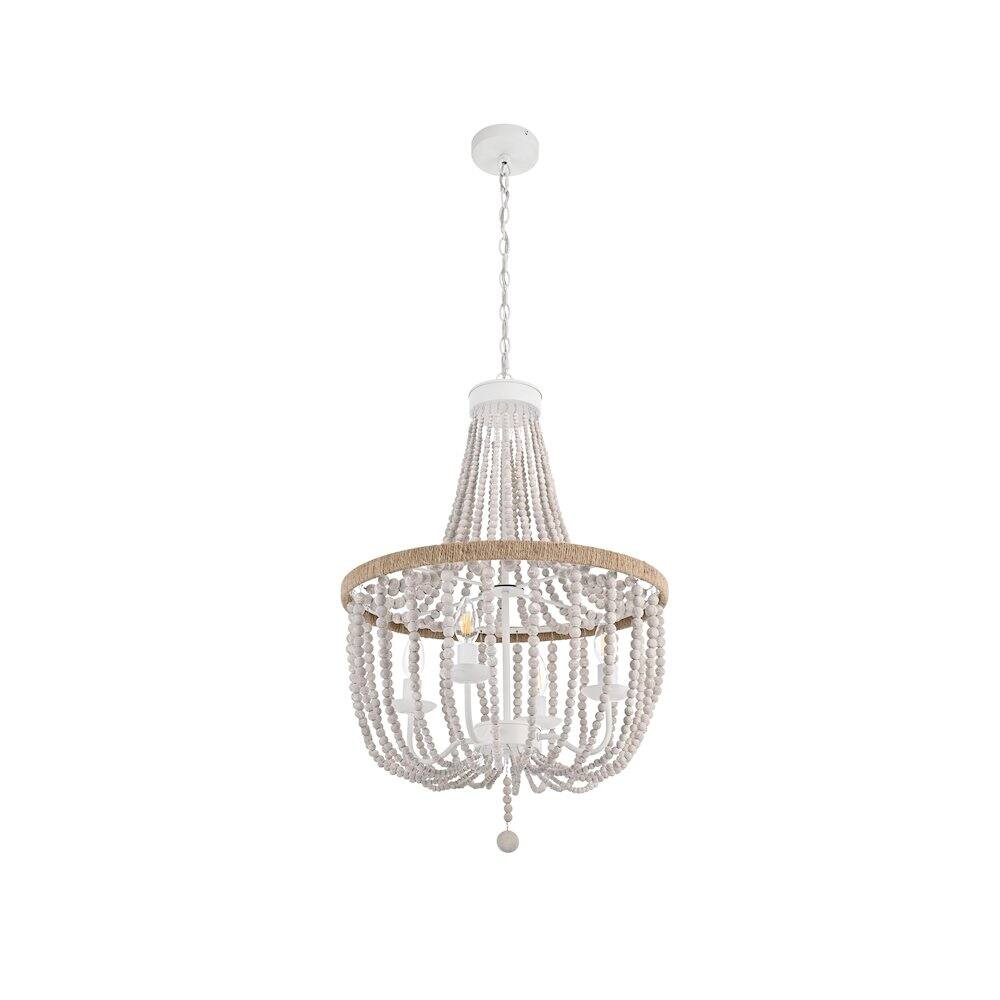 Angle. Living District - Jolie 20 Inch Beaded Pendant In Antique White - Antique White.