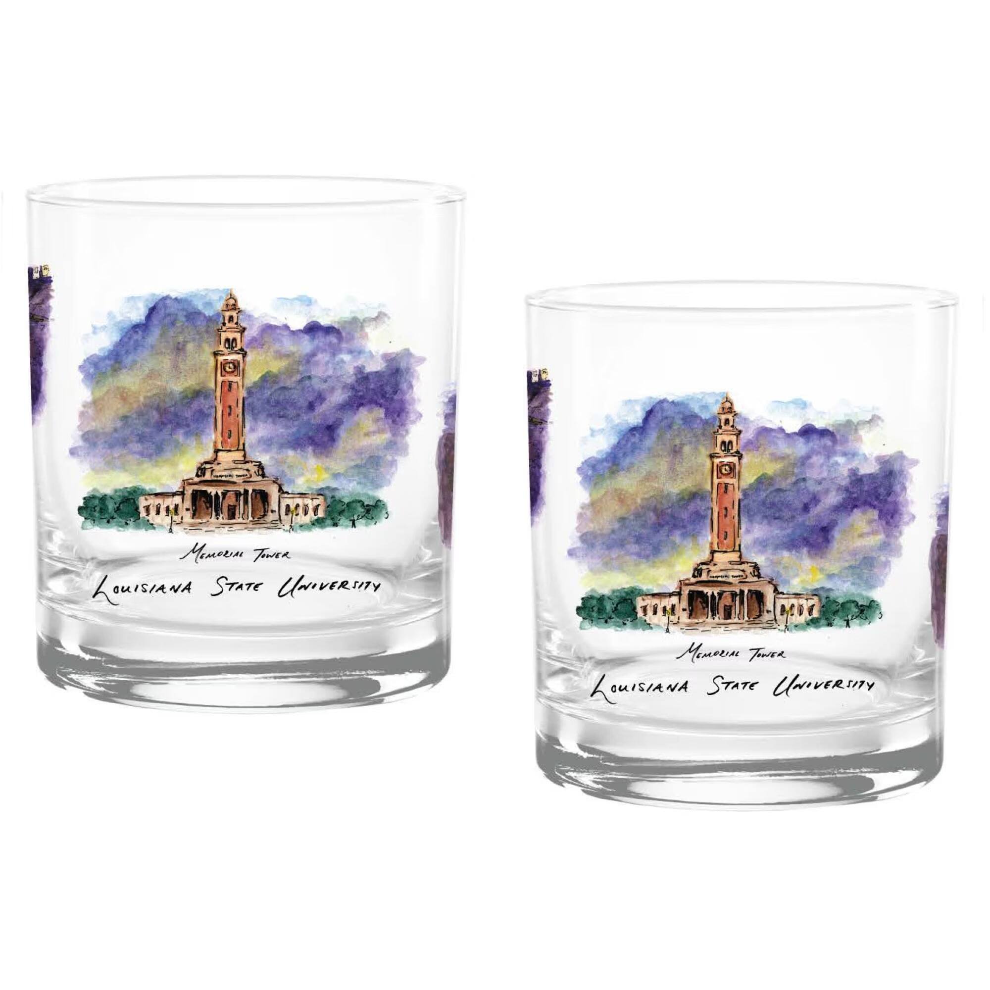 Indigo Falls - LSU Tigers 16oz. Laura Wilcox University Hall Two-Piece Rocks Glass Set - Multicolor