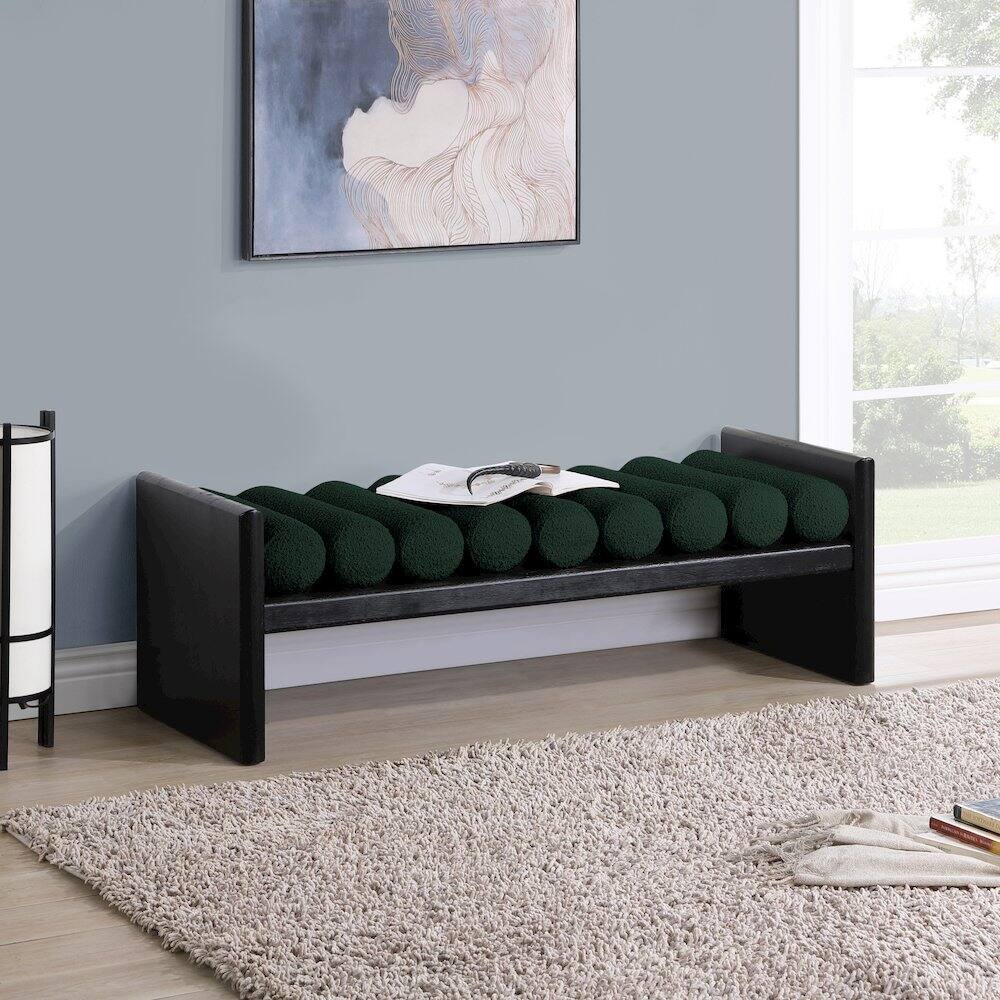 Alt View 1. Meridian Furniture - Waverly Green Boucle Fabric Bench - Green.