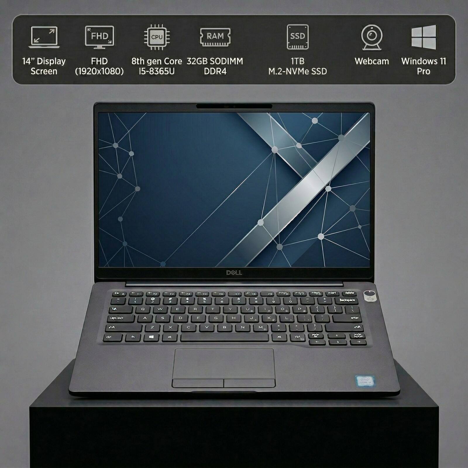 14" Display Screen (1920x1080)  
FHD  
8th gen Core i5-8365U  
32GB SODIMM DDR4  
1TB M.2-NVMe SSD  
Webcam  
Windows 11 Pro