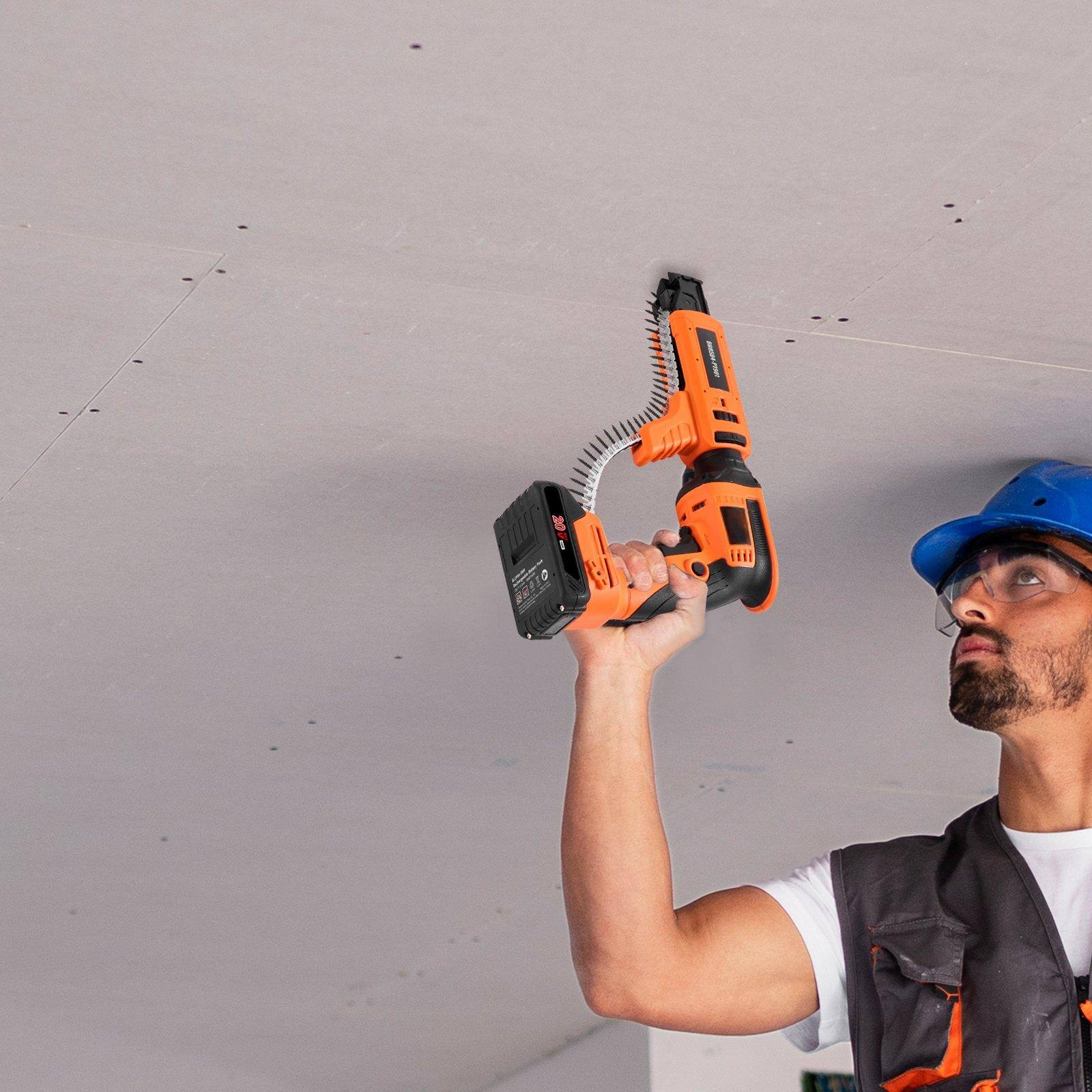 Alt View 1. Glintex - Drywall Screw Gun Auto-Feed, 20V Max Collated Cordless Screwdriver, 4200RPM, 2 Batteries, Charger, Tool Bag.