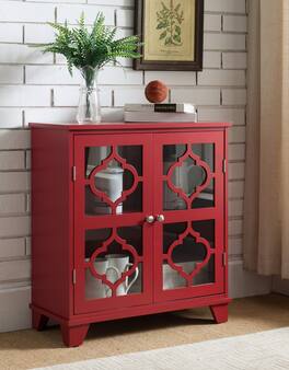 Kings Brand Furniture - Finish Wood Buffet Cabinet Console Table - Red