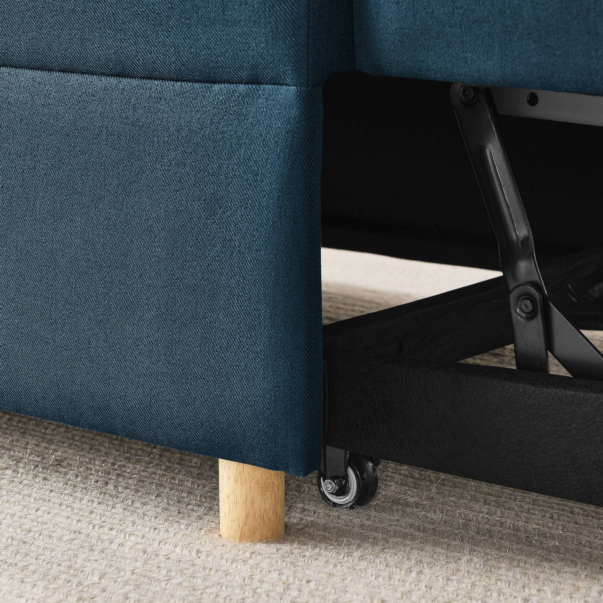 Alt View 1. Tiramisubest - Convertible Sleeper Sofa Chair,Adjustable Backrest Recliner with Wheels,Modern Linen Fabric for Living Room,Blue - Blue.