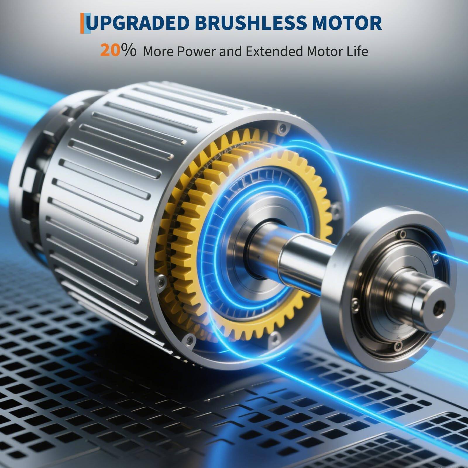 UPGRADED BRUSHLESS MOTOR  
20% More Power and Extended Motor Life